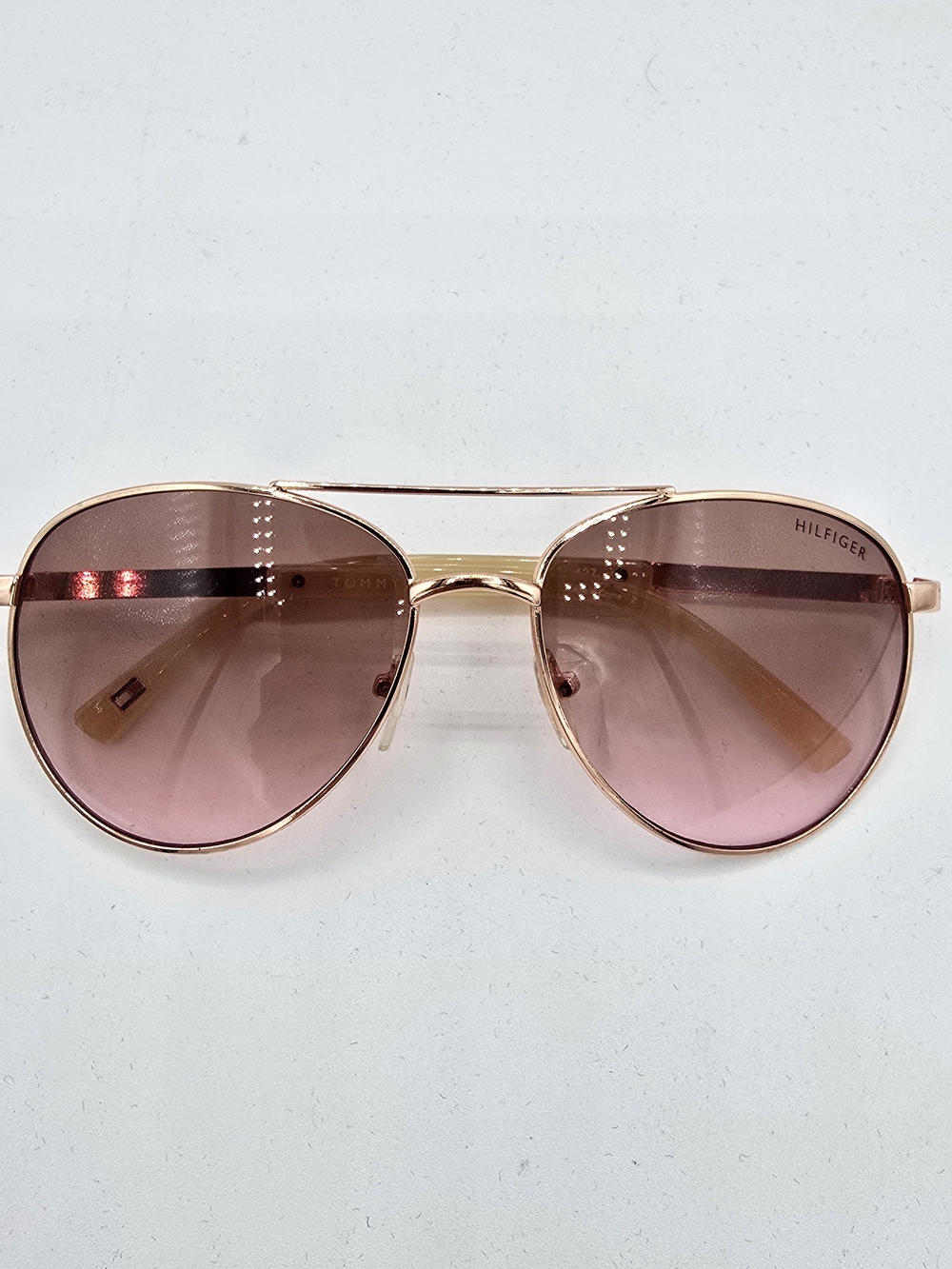 Tommy Hilfiger Women's Rose Gold Aviator Sunglasses - Pink Lenses
